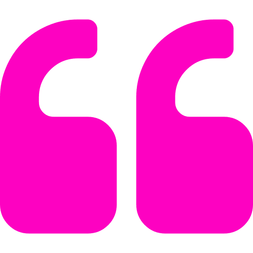Pink quotation marks on a black background.
