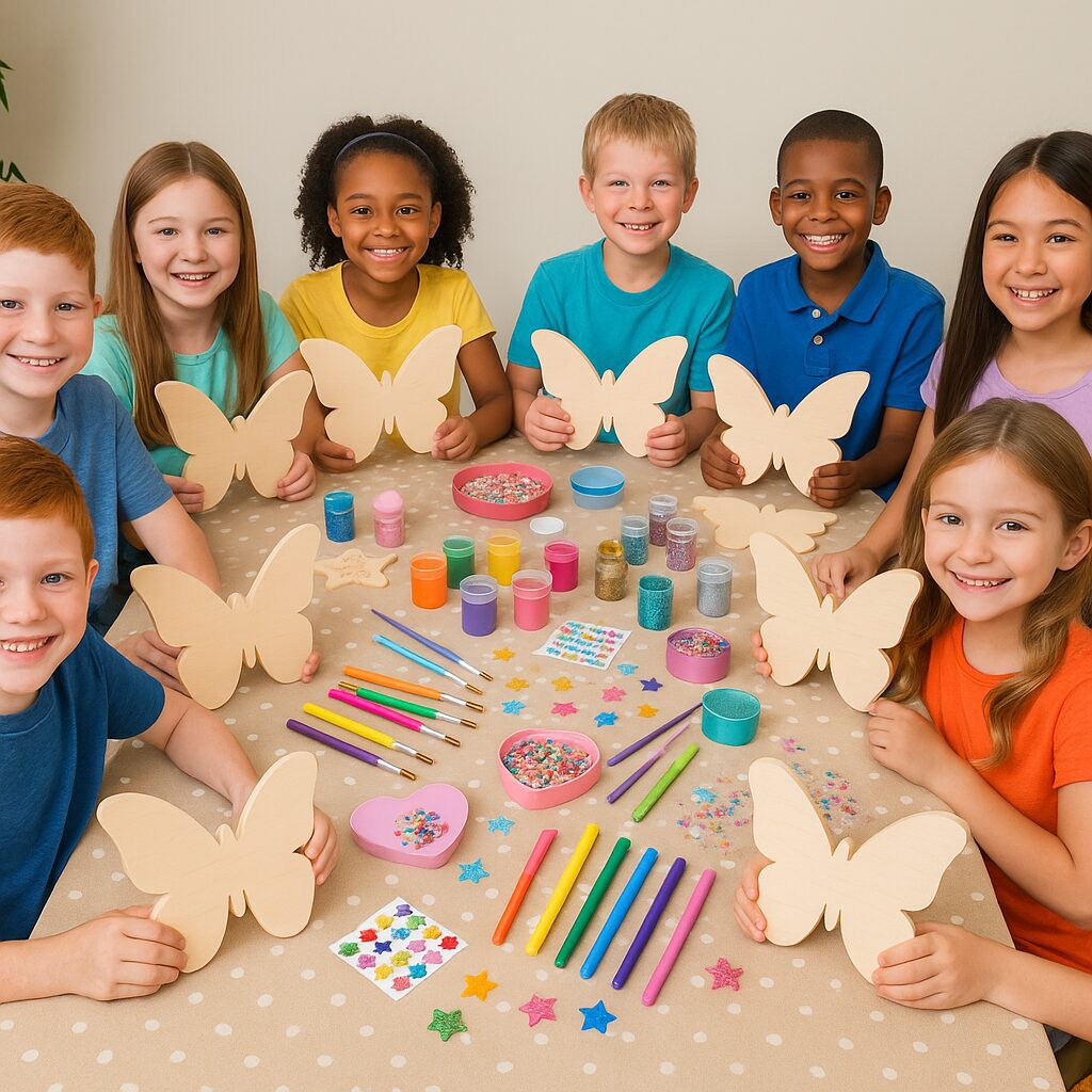 Kids at wood craft workshop